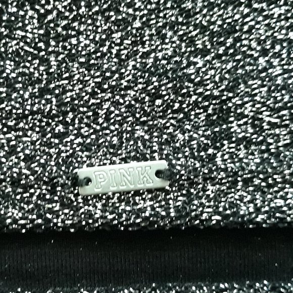 Victoria's Secret Pink Strapless Tube Top Metallic Black/Silver, Sz. L - Picture 11 of 12